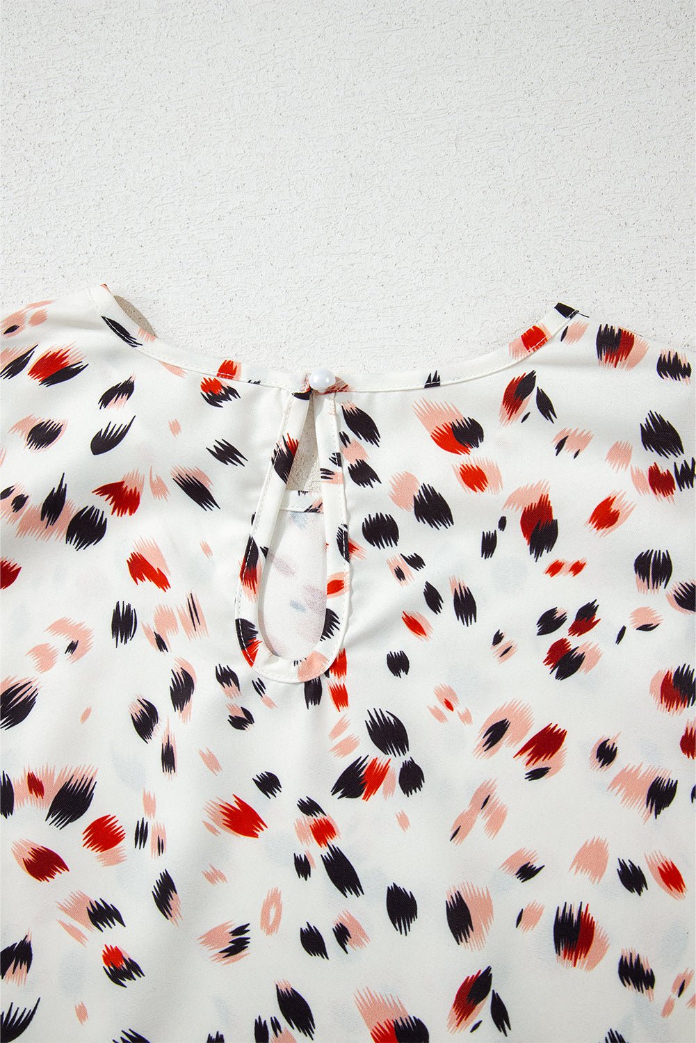 beige abstract print ruffle flutter blouse - MAD RUFFI