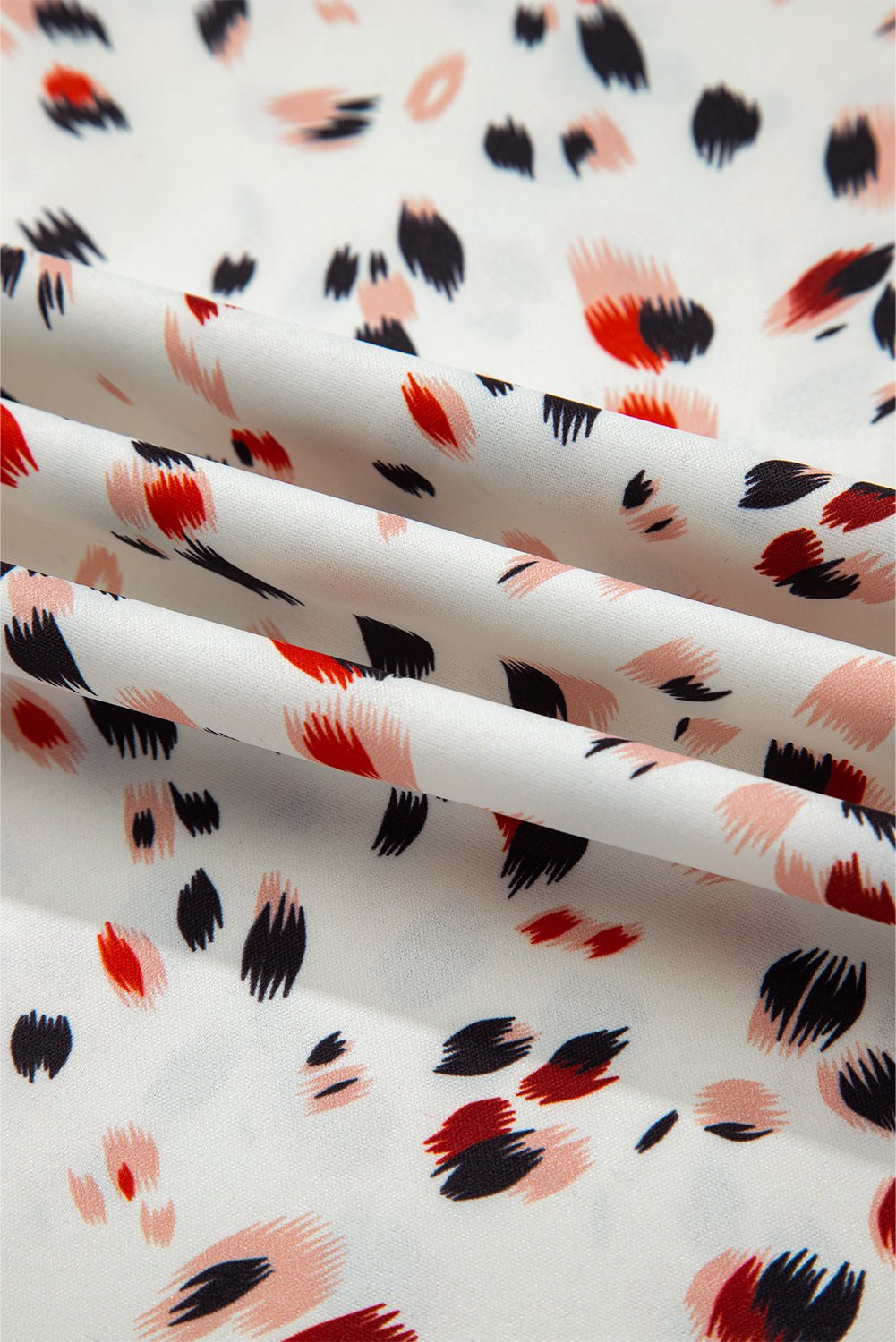 beige abstract print ruffle flutter blouse - MAD RUFFI