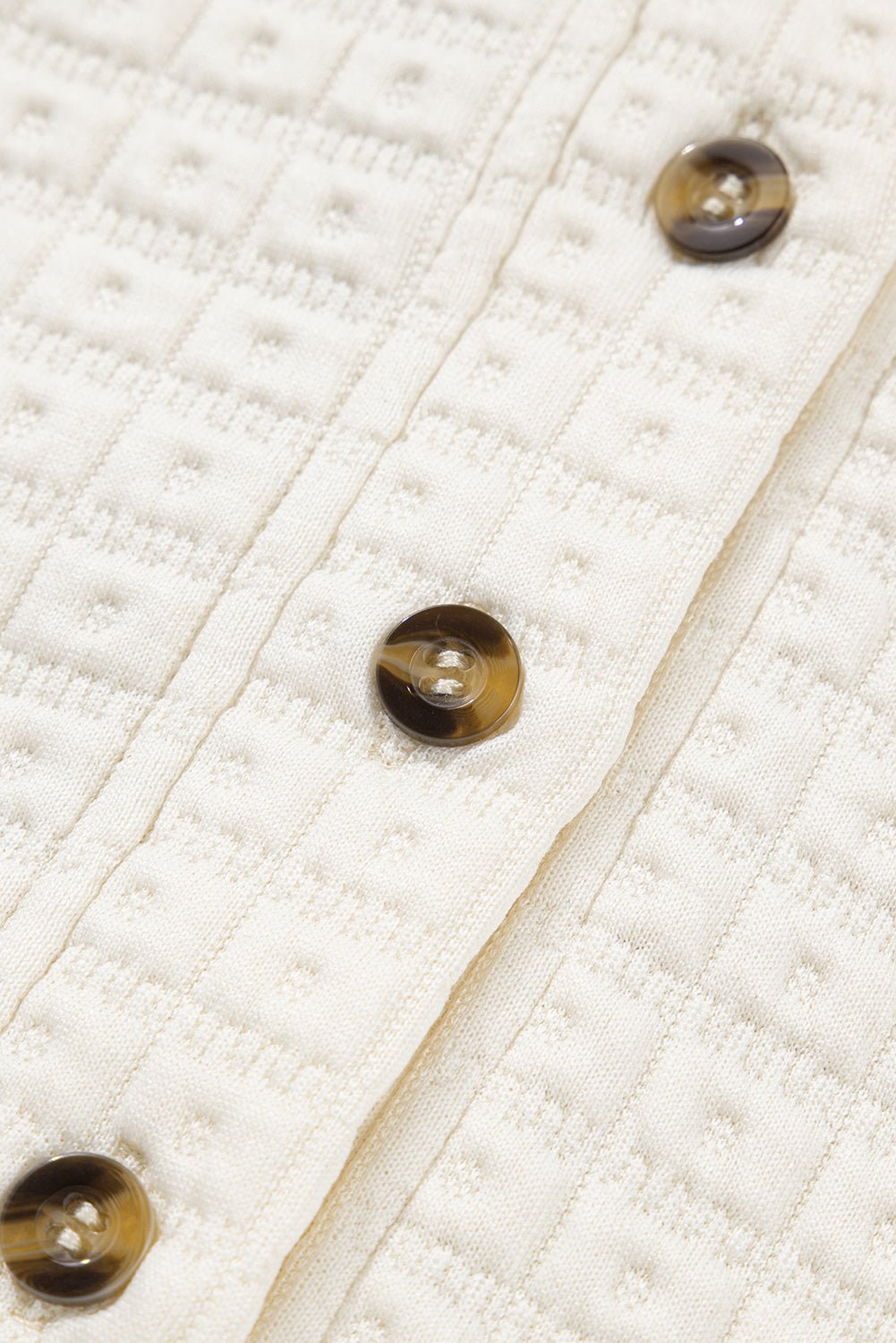 Beige Balloon Sleeve Casual Collared Button Sweatshirt - MAD RUFFI