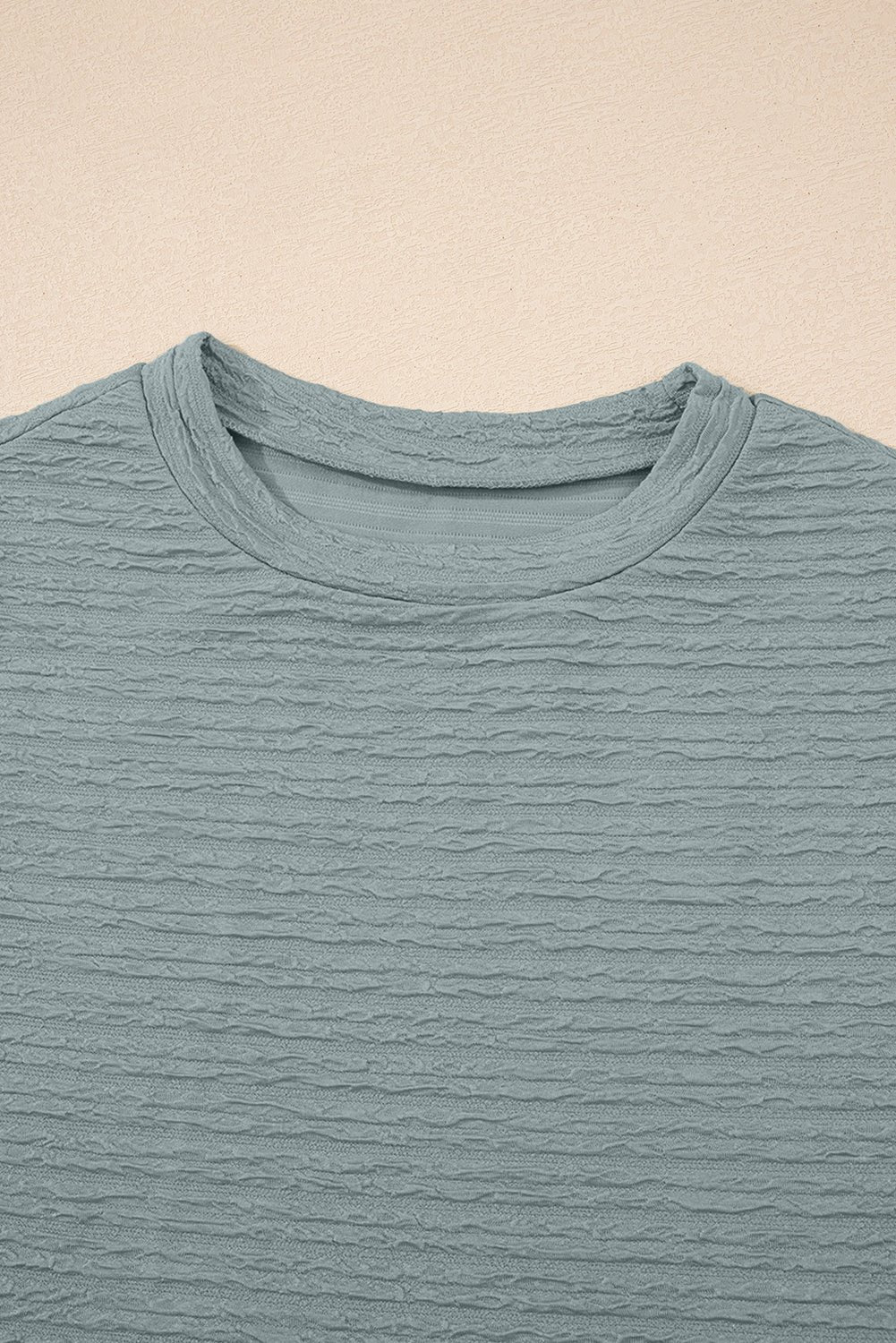 Beige Casual Solid Color Textured Sleeveless Shirt - MAD RUFFI