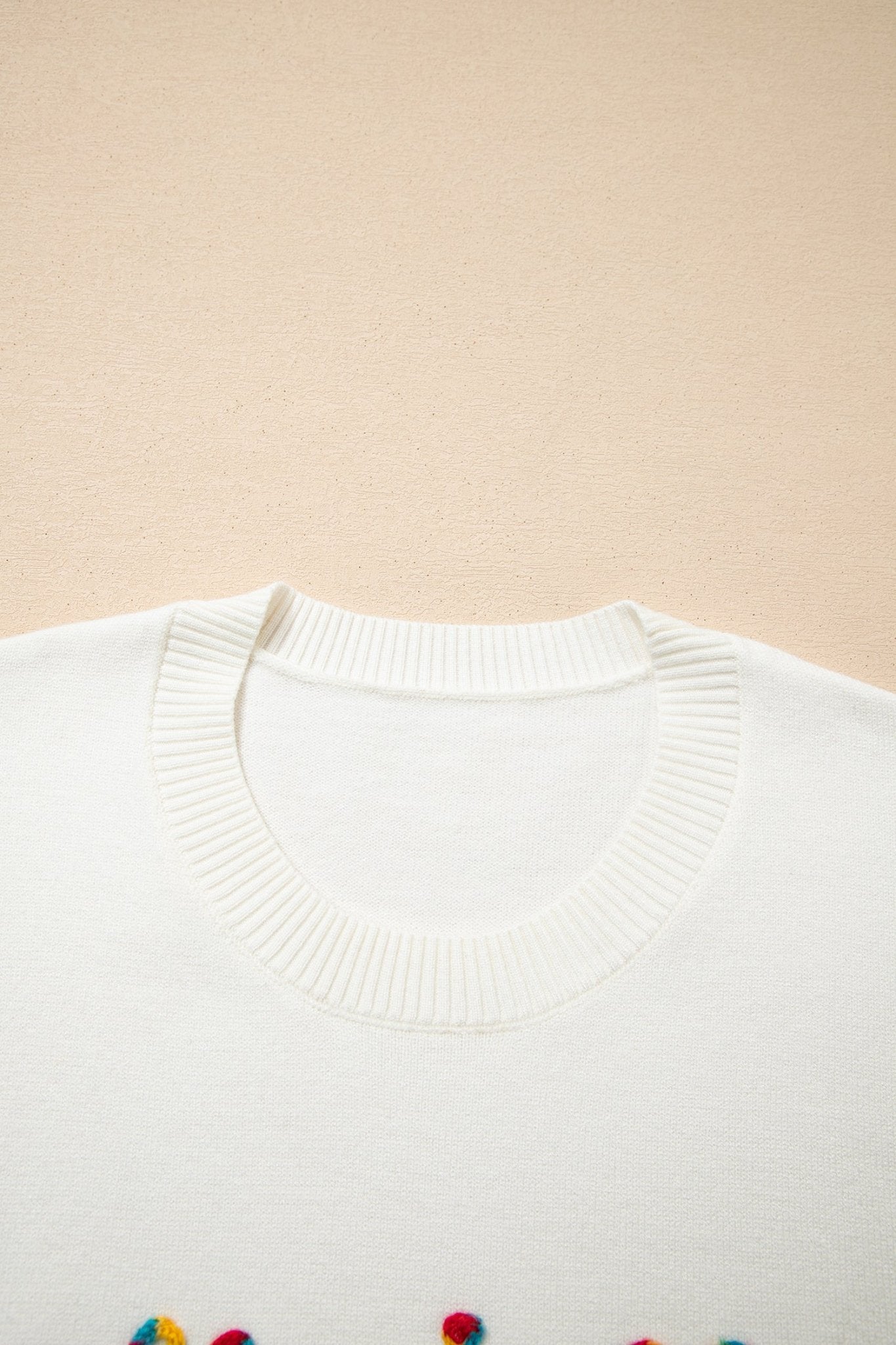 Beige Colorful Holly Jolly Christmas Knit Loose Sweater - MAD RUFFI