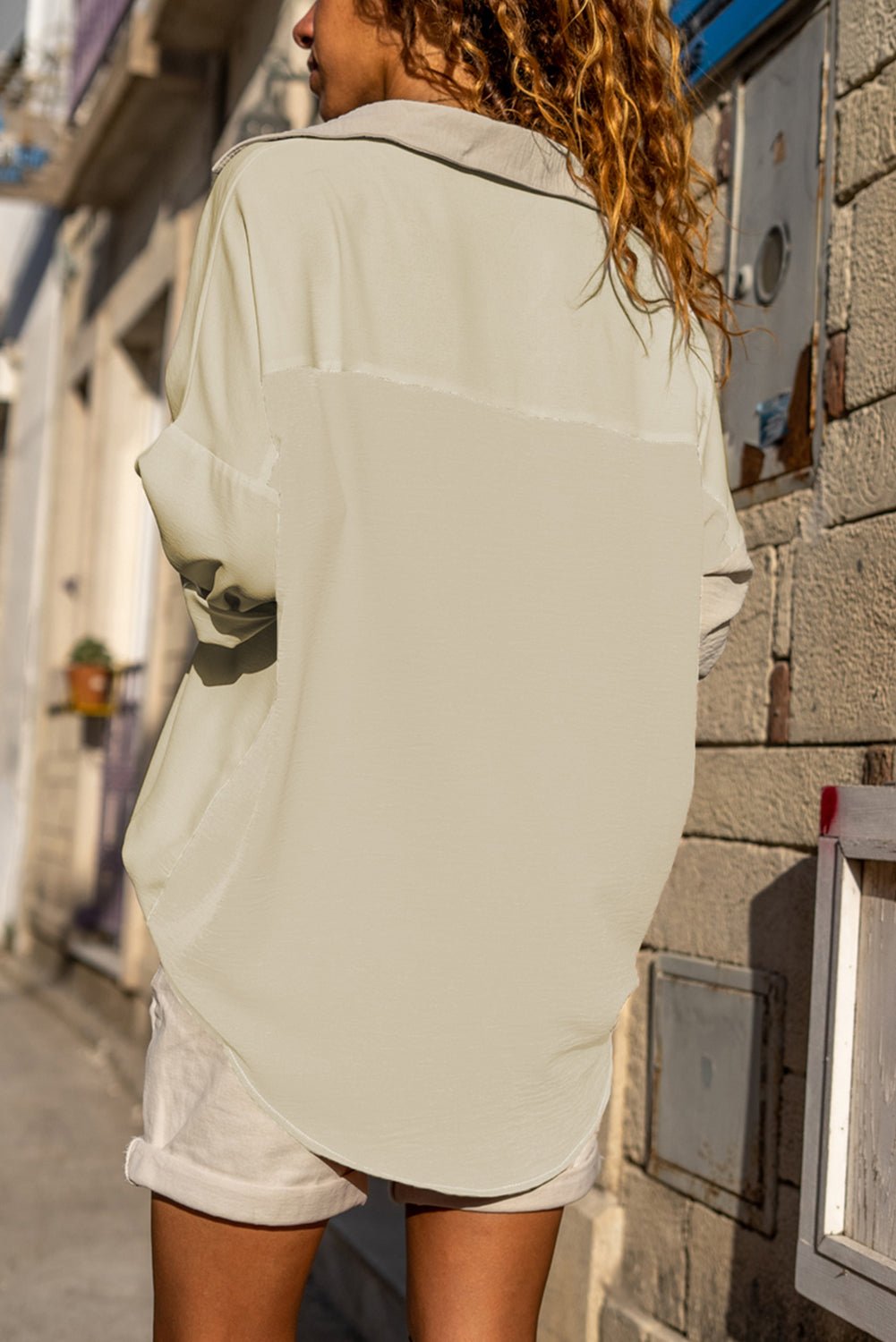 Beige Crinkle Pocket Half Sleeve Shirt - MAD RUFFI