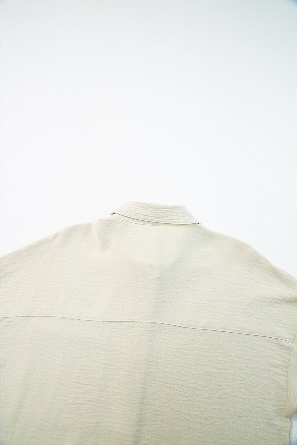 Beige Crinkle Pocket Half Sleeve Shirt - MAD RUFFI