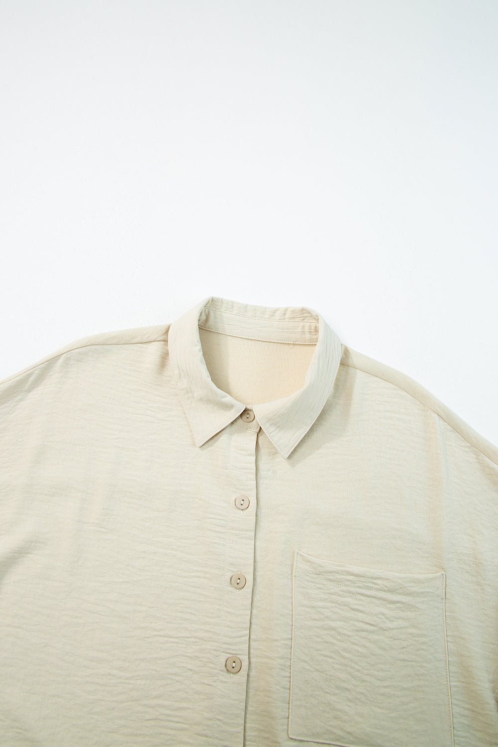 Beige Crinkle Pocket Half Sleeve Shirt - MAD RUFFI