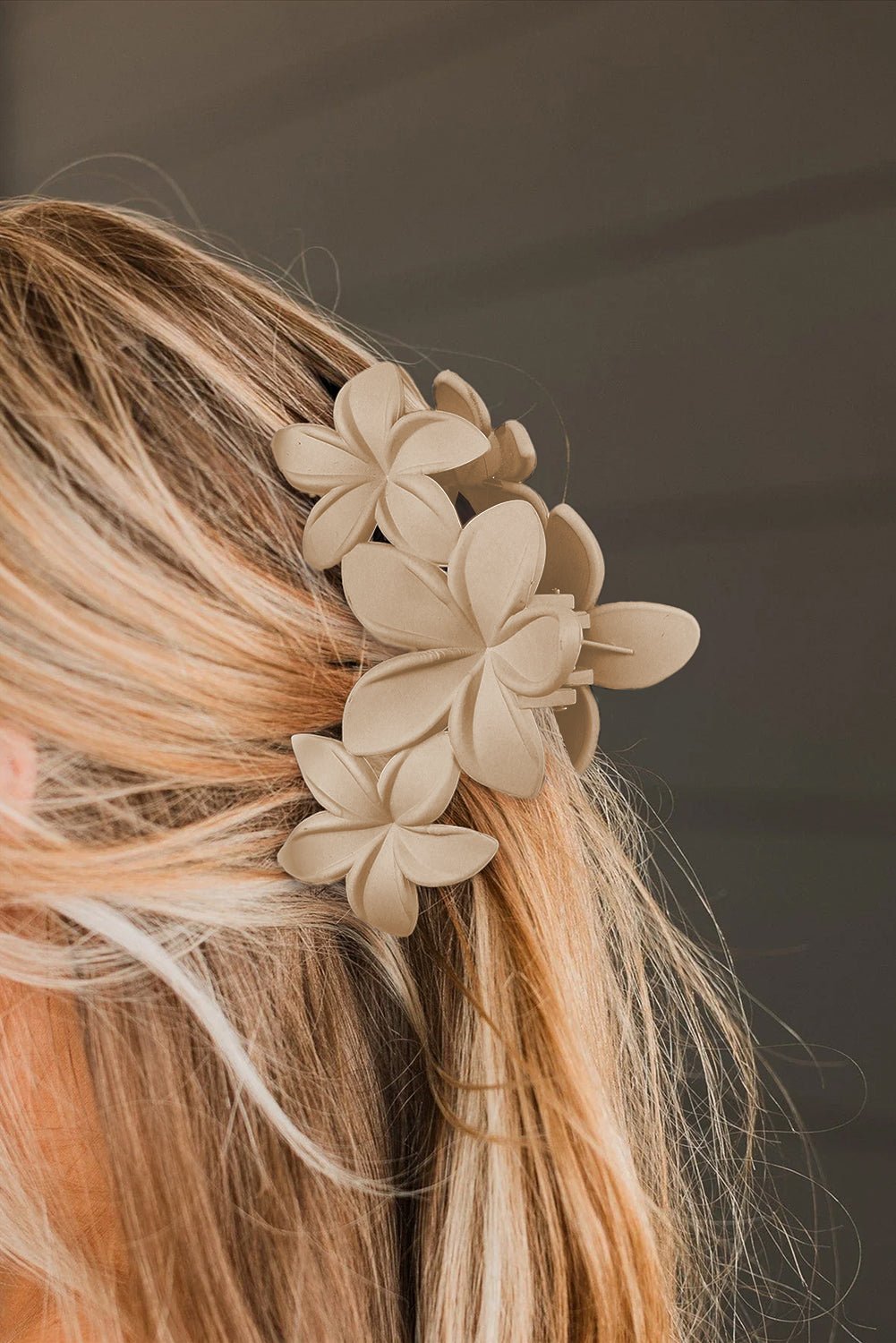Beige Flower Plastic Hair Claw - MAD RUFFI
