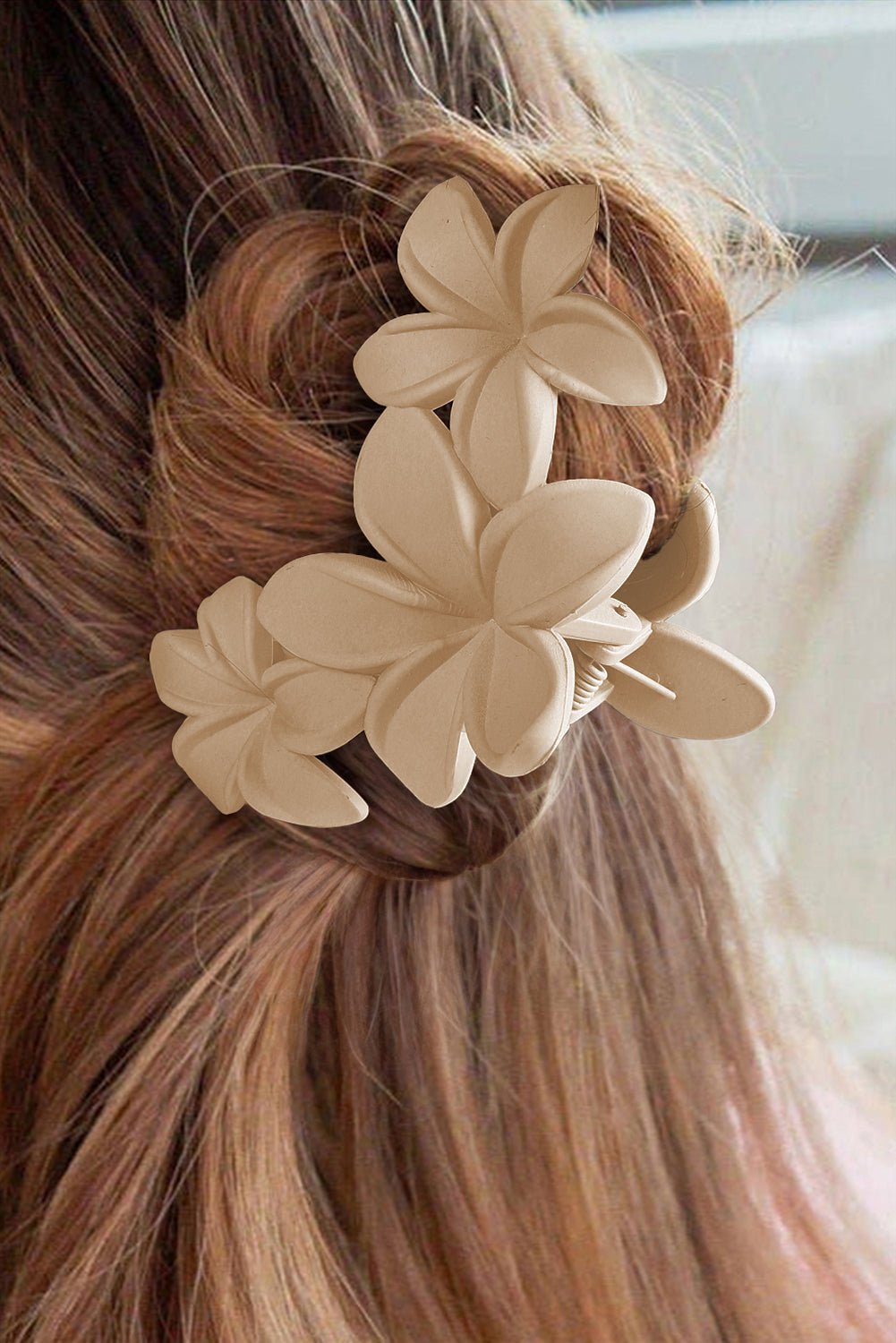 Beige Flower Plastic Hair Claw - MAD RUFFI