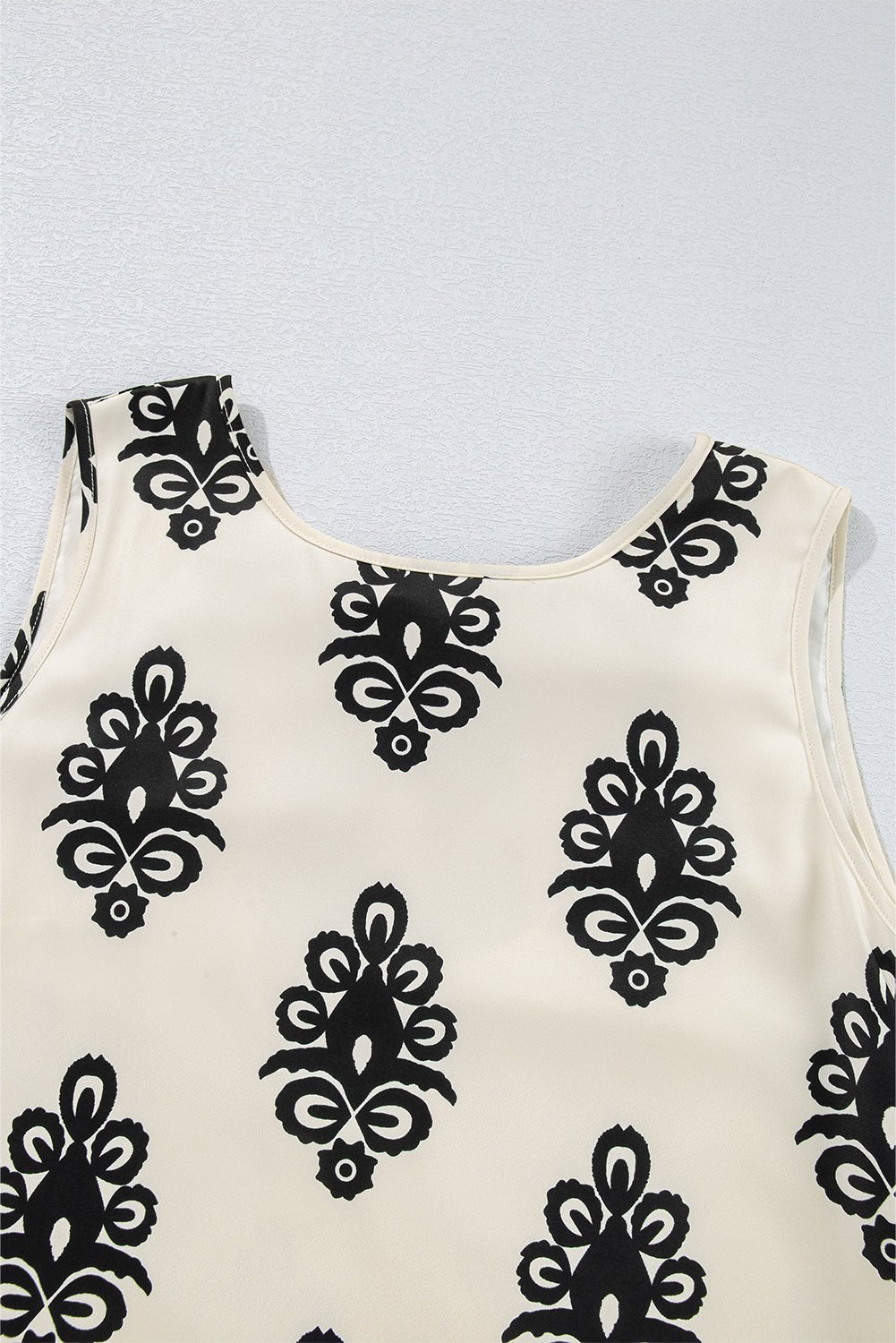 Beige Geometric Printed Sleeveless Hollowed Bowknot Back Mini Dress - MAD RUFFI