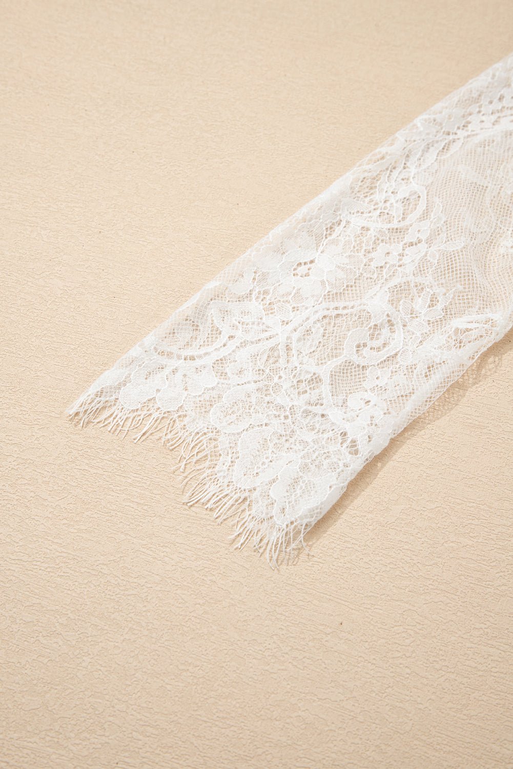 Beige Lace Sleeve Patchwork Faux Two - piece Fuzzy Sweater - MAD RUFFI