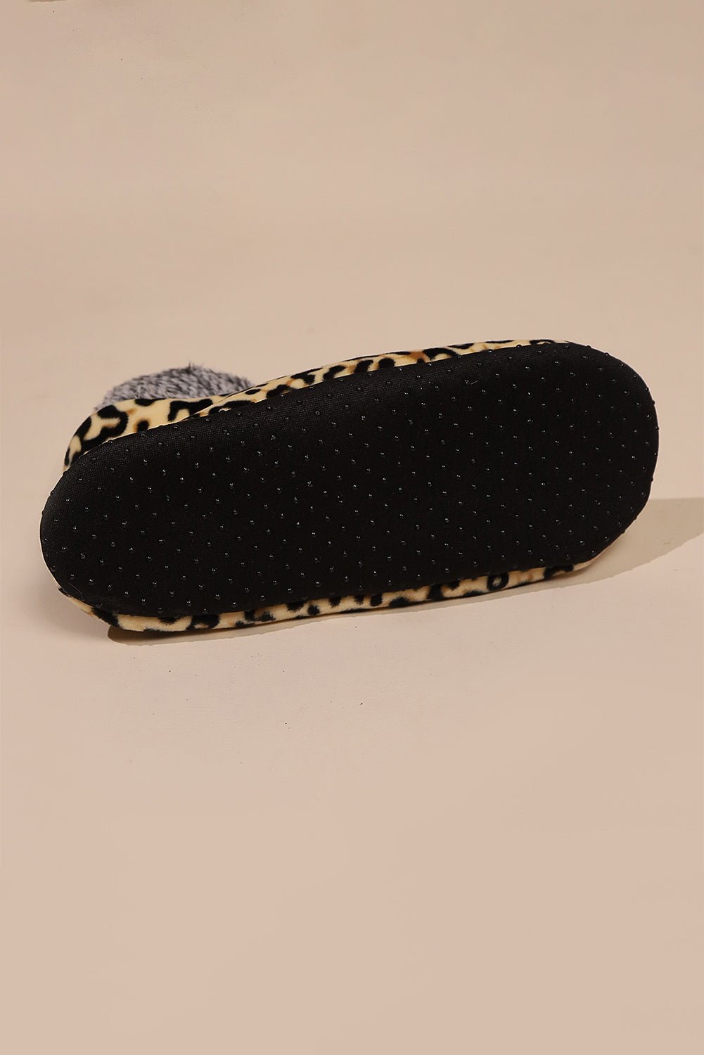 Beige Leopard Print Anti Skid Warm Slipper Socks - MAD RUFFI