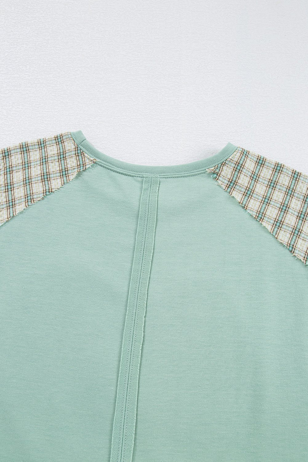 Beige Plaid Floral Patchwork Heart Long Sleeve Top - MAD RUFFI