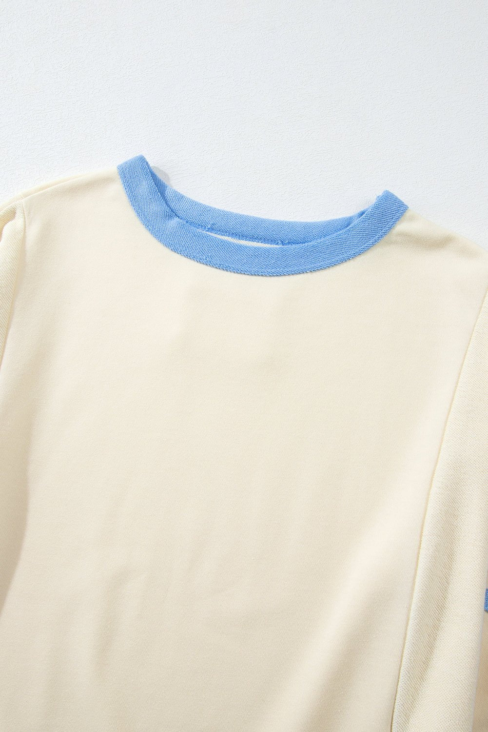 Beige Star Patchwork Exposed Seam Oversized Sweatshirt - MAD RUFFI