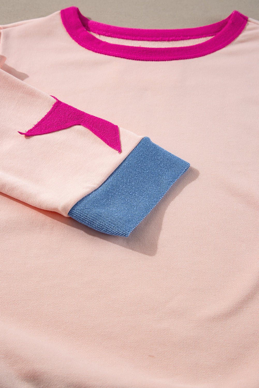 Beige Star Patchwork Exposed Seam Oversized Sweatshirt - MAD RUFFI