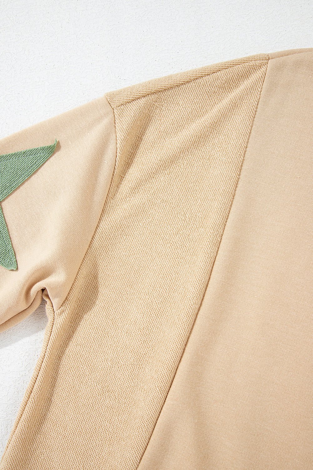Beige Star Patchwork Exposed Seam Oversized Sweatshirt - MAD RUFFI