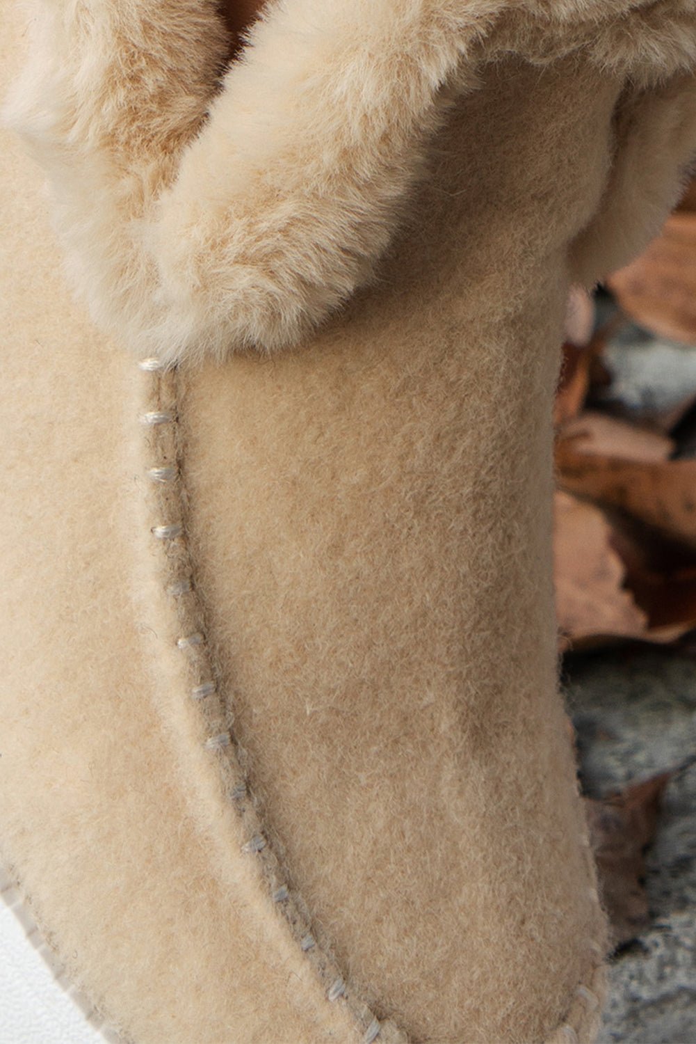 Beige Suede Stitching Patchwork Plush Lined Anklet Boots - MAD RUFFI