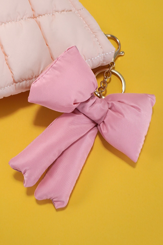 Pink Puff Bow Bag Charm Cute Keychain for Bags and Keys