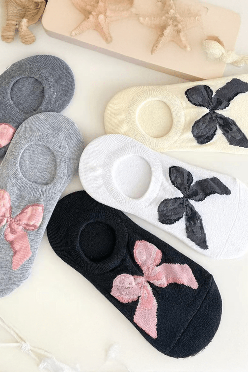 Black Bow Print Boat Socks - MAD RUFFI