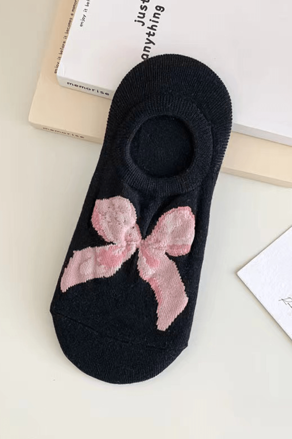 Black Bow Print Boat Socks - MAD RUFFI