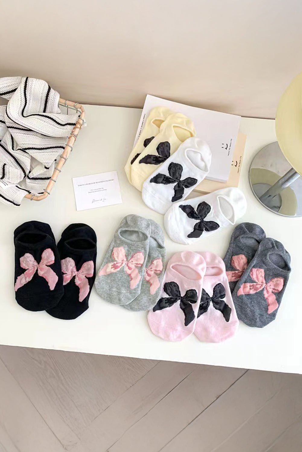 Black Bow Print Boat Socks - MAD RUFFI