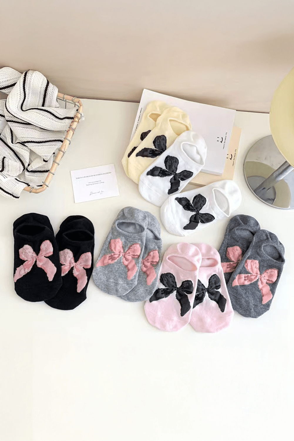 Black Bow Print Boat Socks - MAD RUFFI