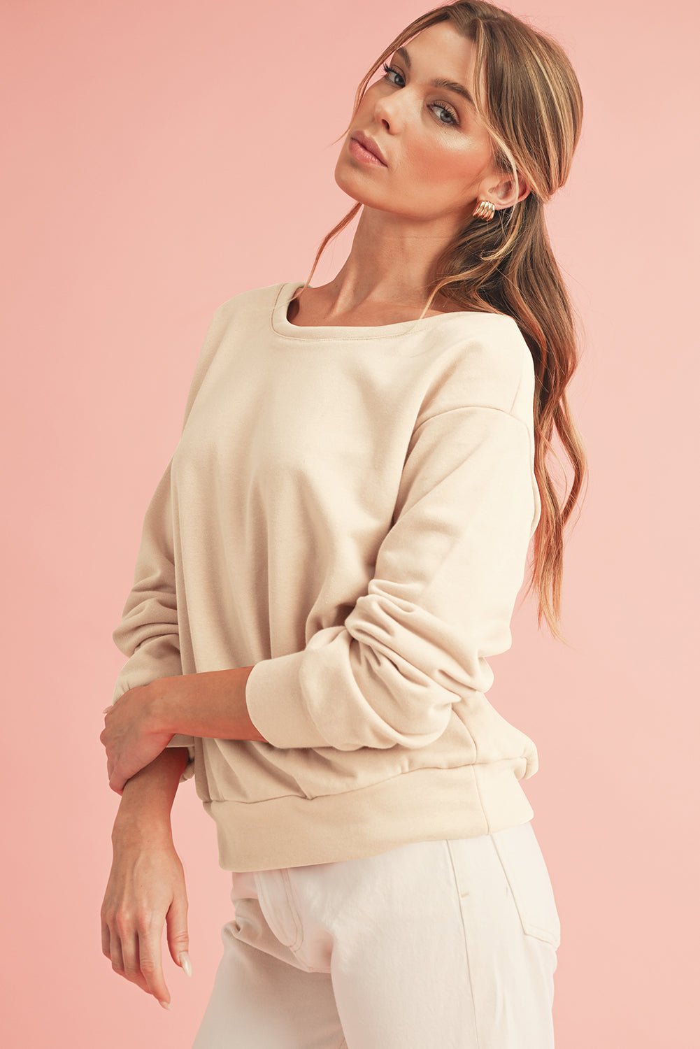 Black Bowknot Plain Round Neck Sweatshirt - MAD RUFFI