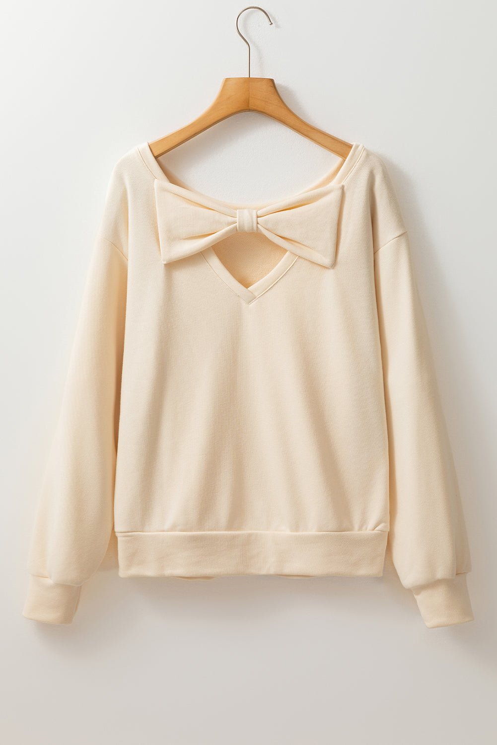 Black Bowknot Plain Round Neck Sweatshirt - MAD RUFFI