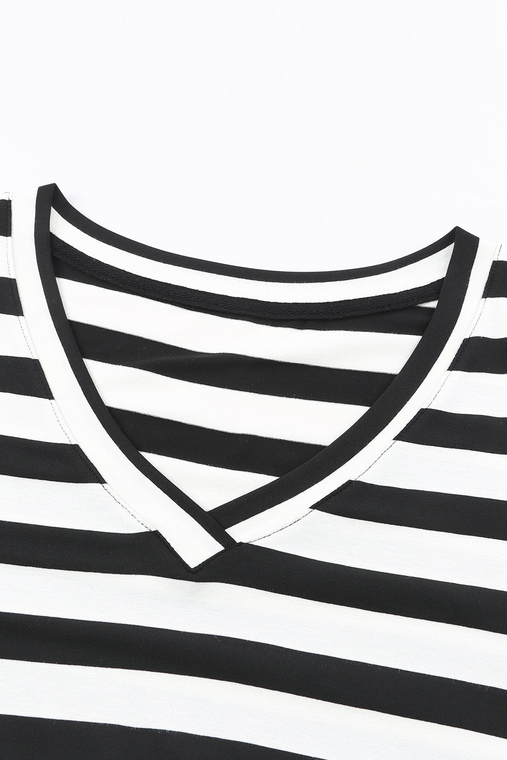 Black Casual Striped Print V Neck Side Split Maxi Dress - MAD RUFFI