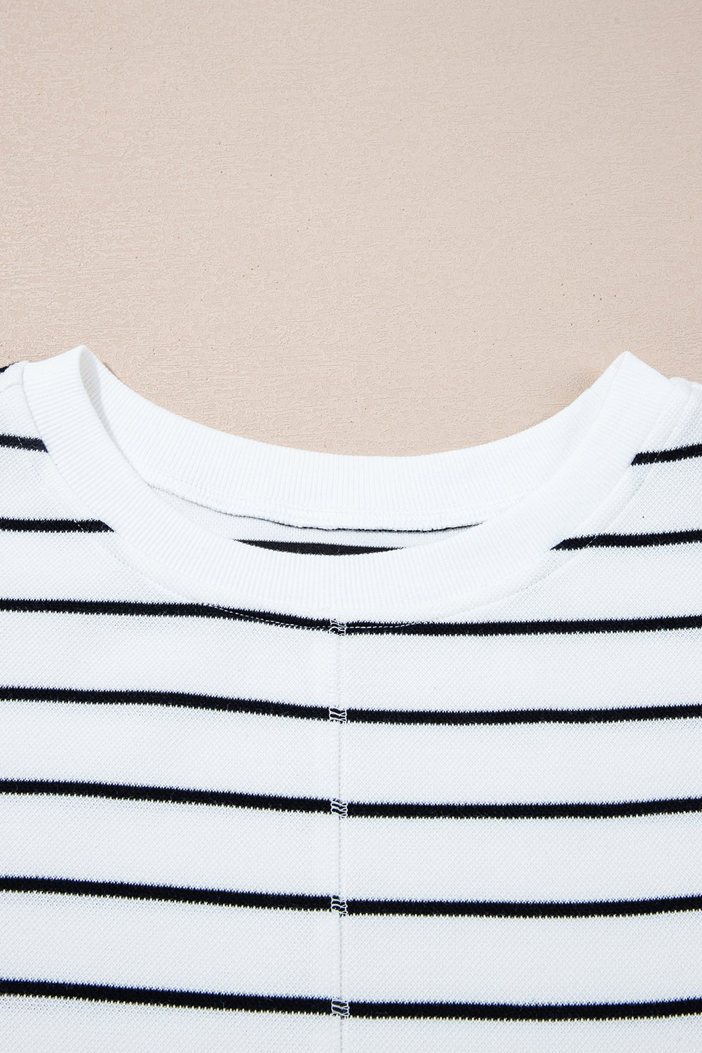 Black Casual Striped Tee and Wide Leg Pants Set - MAD RUFFI