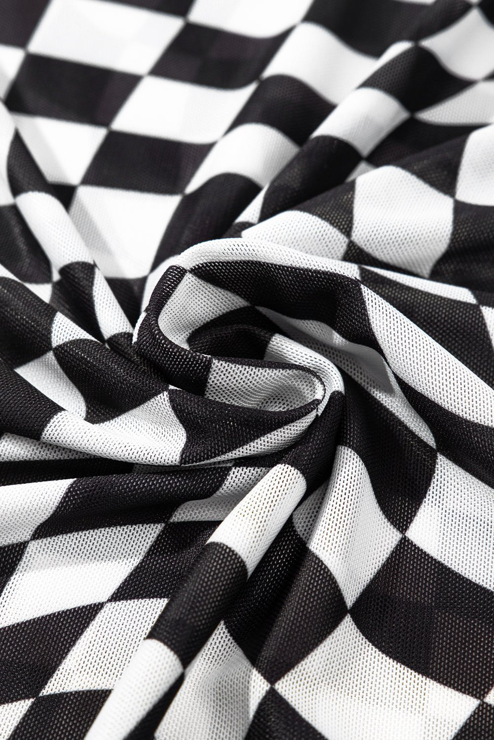 Black Checker Mesh Crew Neck T Shirt - MAD RUFFI