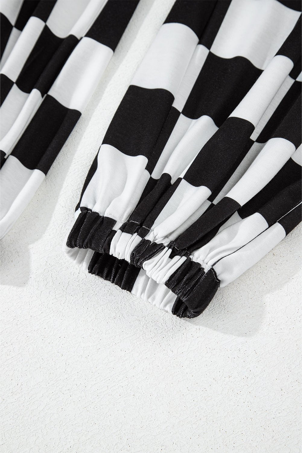 black checkerboard elastic waist pocketed joggers - MAD RUFFI