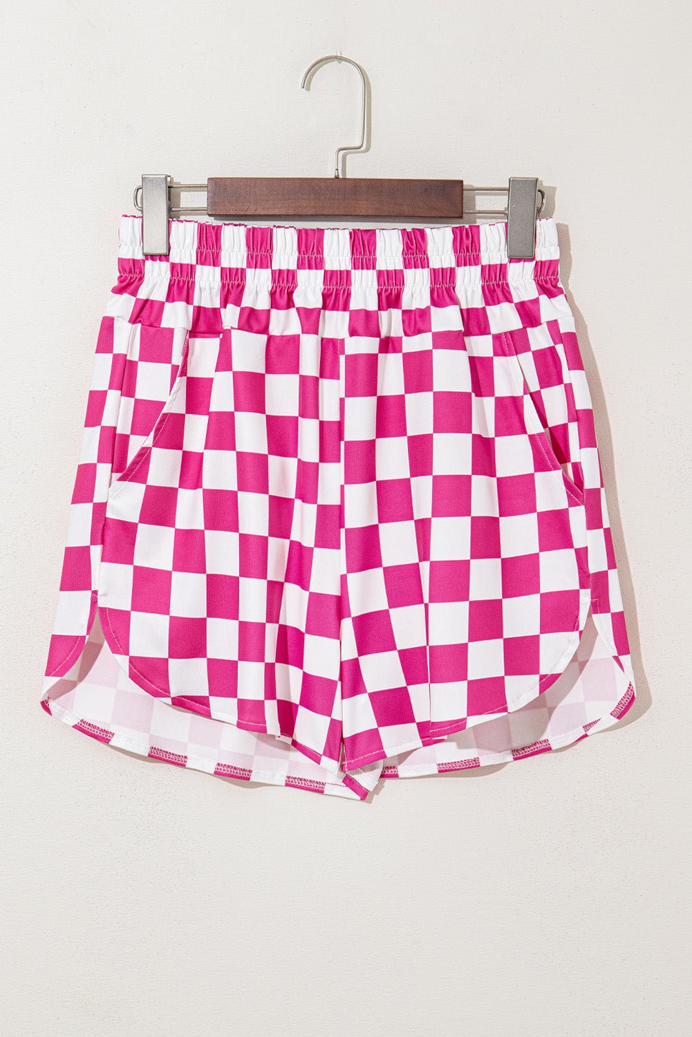 black checkered print high waist casual shorts - MAD RUFFI