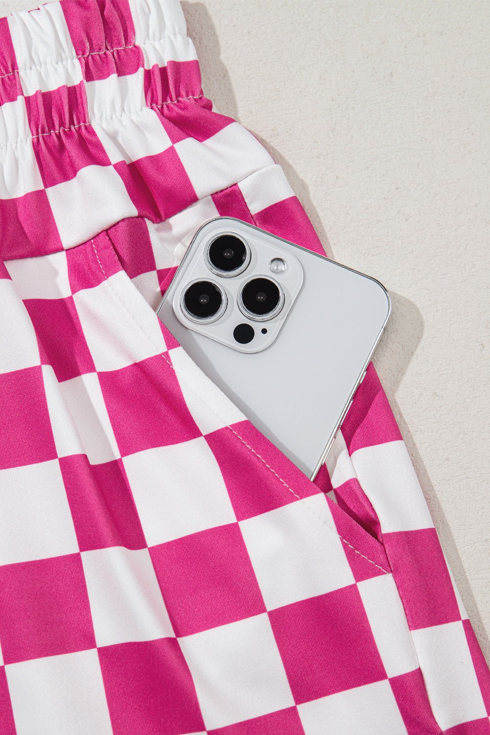 black checkered print high waist casual shorts - MAD RUFFI