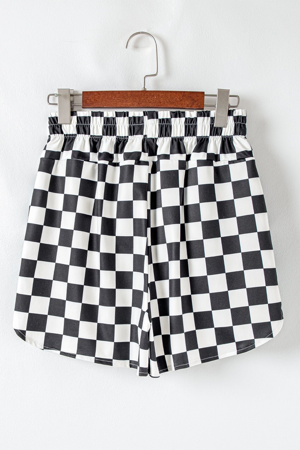 black checkered print high waist casual shorts - MAD RUFFI