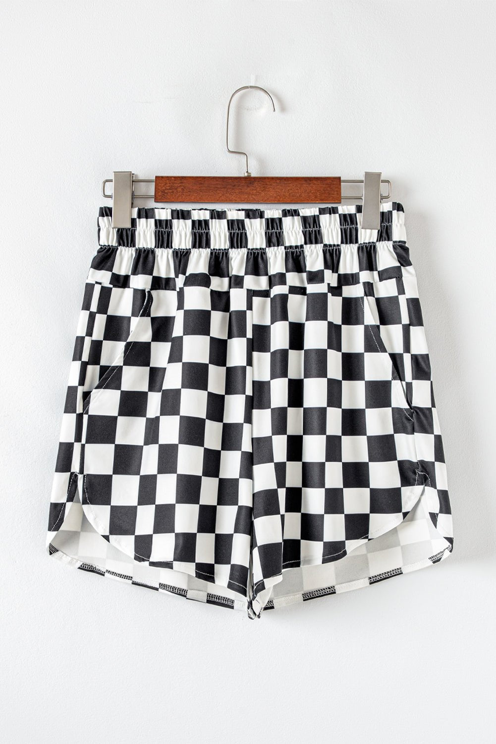 black checkered print high waist casual shorts - MAD RUFFI