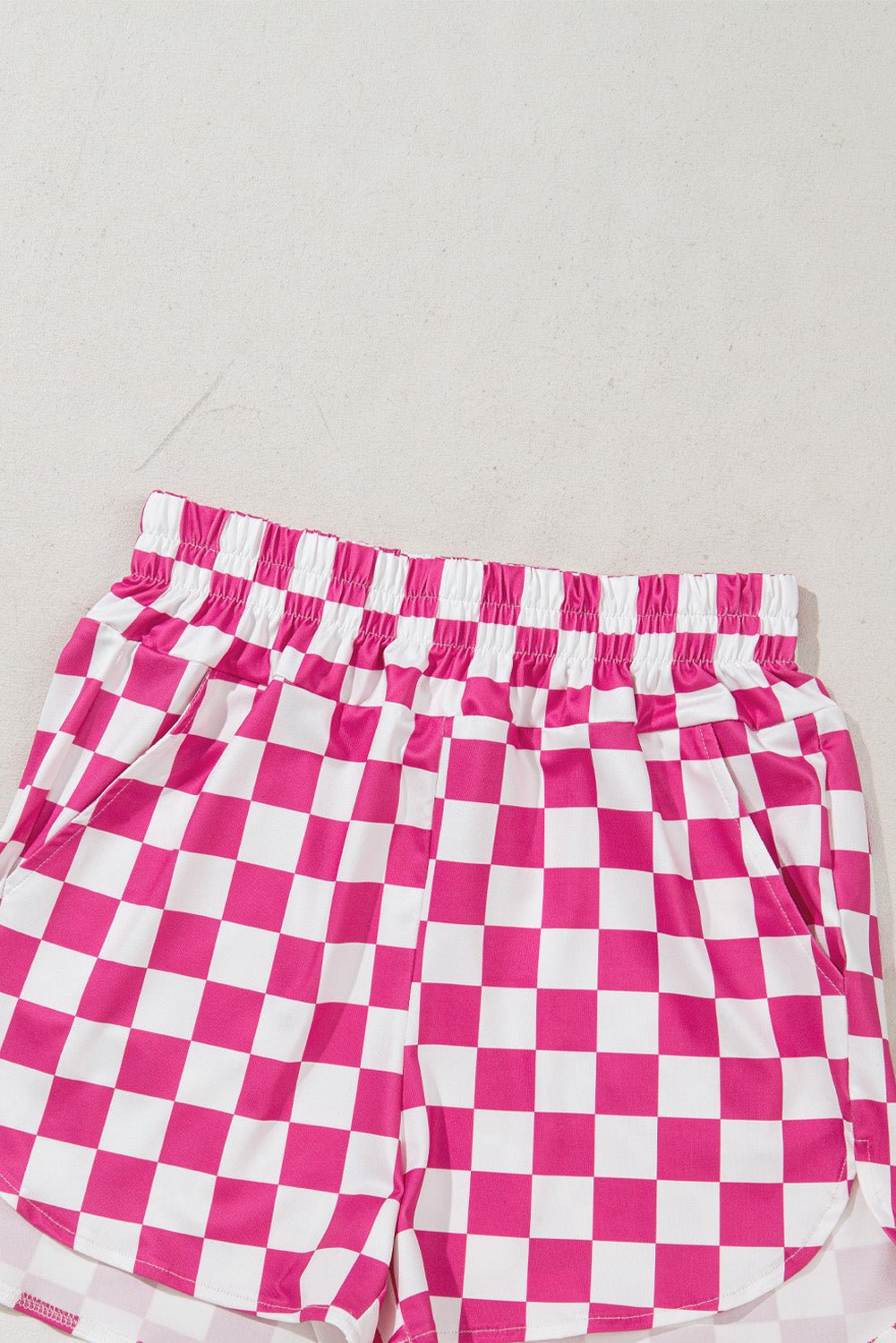 black checkered print high waist casual shorts - MAD RUFFI