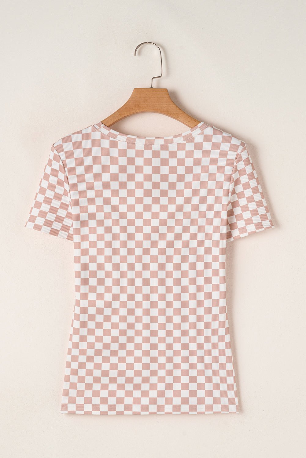 Black Checkered Ribbed Slim Fit Crew Neck T-Shirt - MAD RUFFI