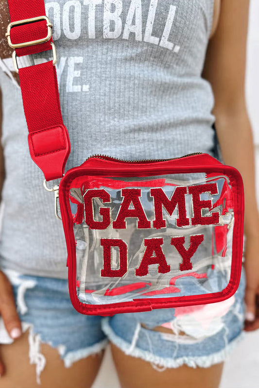 Black Chenille GAME DAY Pattern Clear Bag - MAD RUFFI