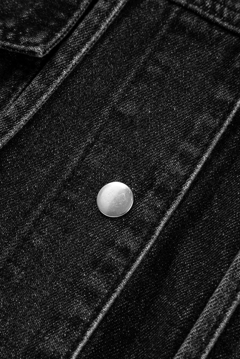 Black Chest Pocket Drop Shoulder Hooded Denim Jacket - MAD RUFFI