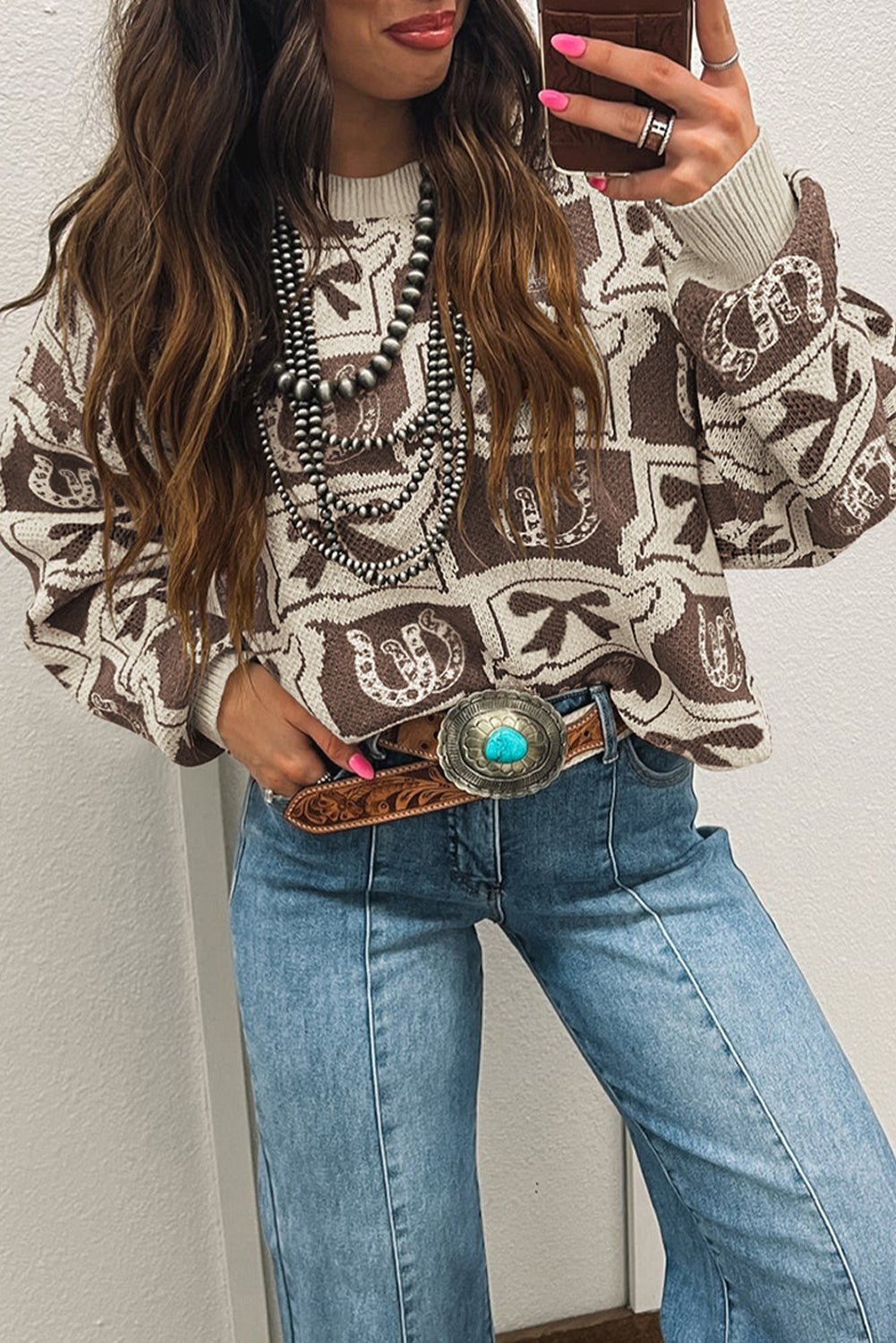 Black Colorblock Bow Pattern Drop Sleeve Sweater - MAD RUFFI