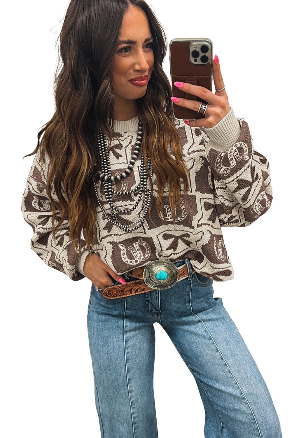 Black Colorblock Bow Pattern Drop Sleeve Sweater - MAD RUFFI