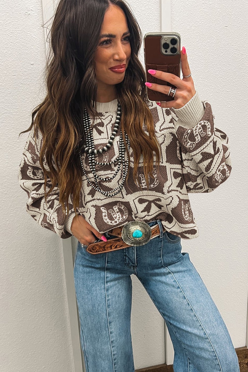 Black Colorblock Bow Pattern Drop Sleeve Sweater - MAD RUFFI