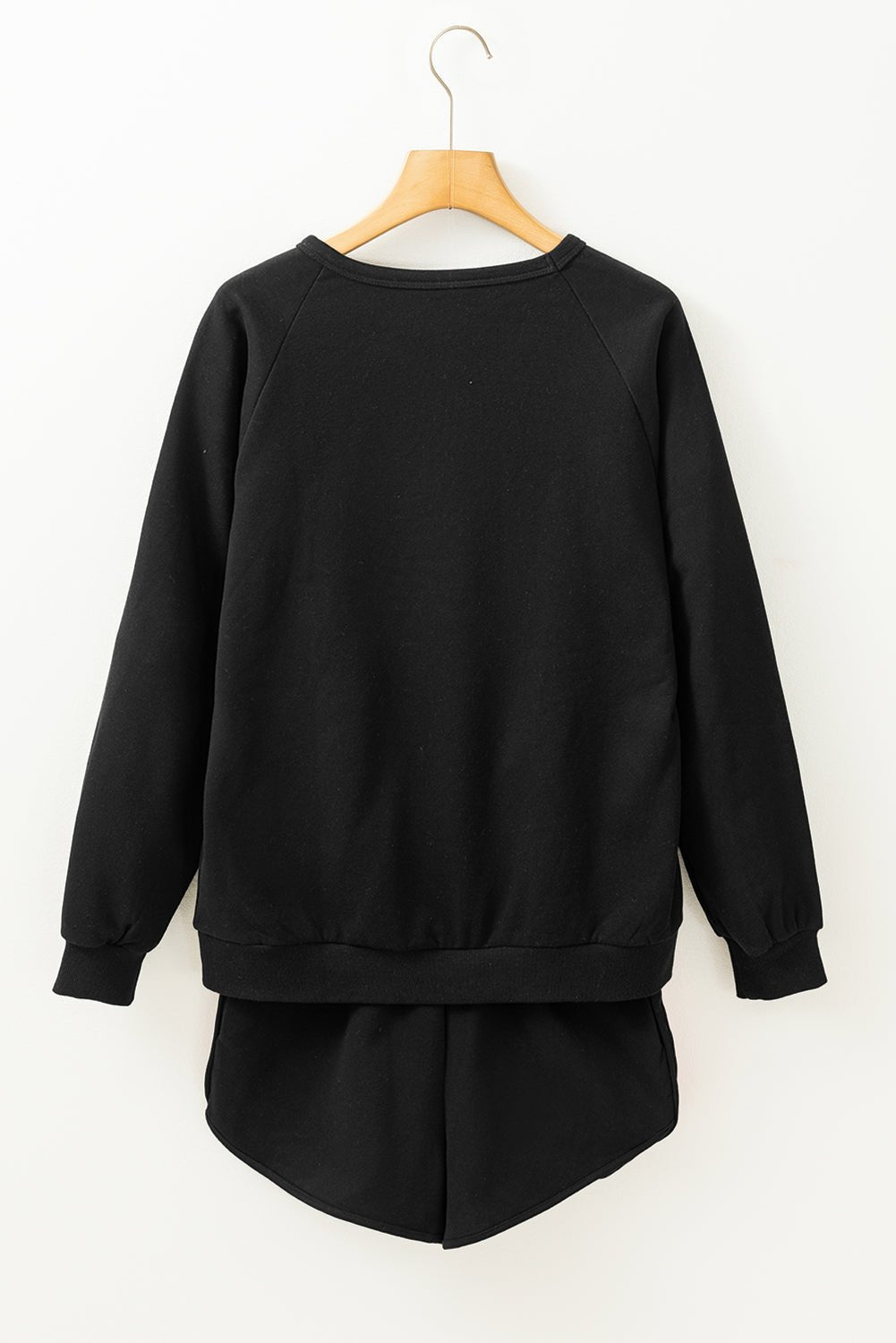 Black Colorful Striped Long Sleeve Pullover and Shorts Set - MAD RUFFI