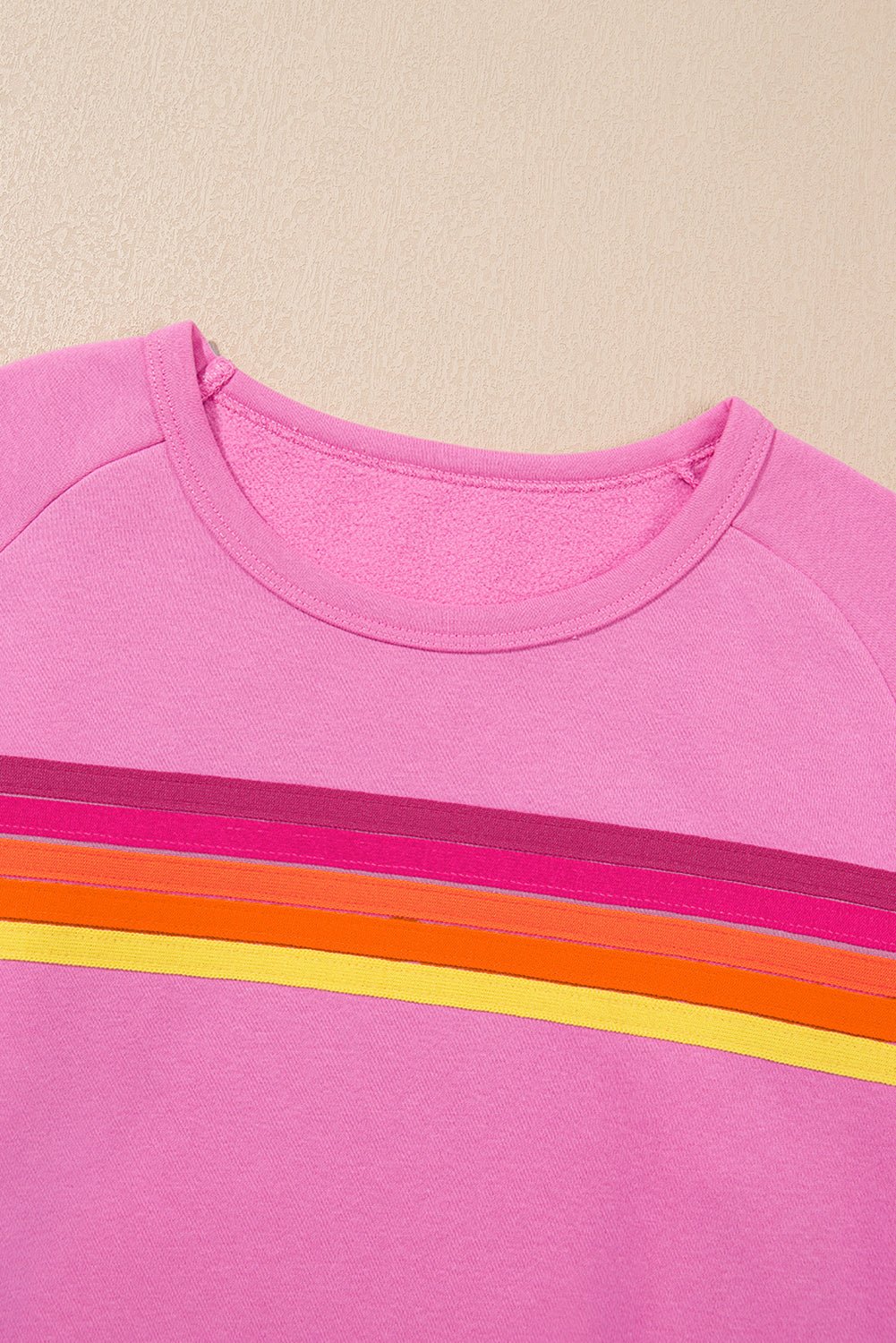 Black Colorful Striped Long Sleeve Pullover and Shorts Set - MAD RUFFI