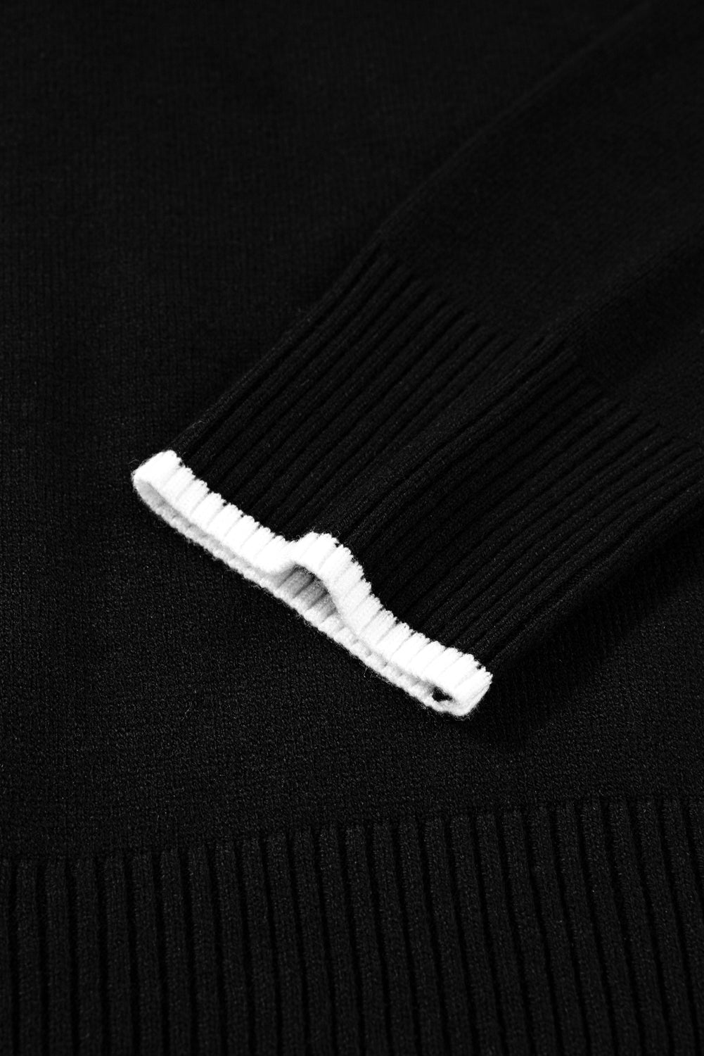 Black Contrast Trim Big Bow Accent Cropped Sweater - MAD RUFFI