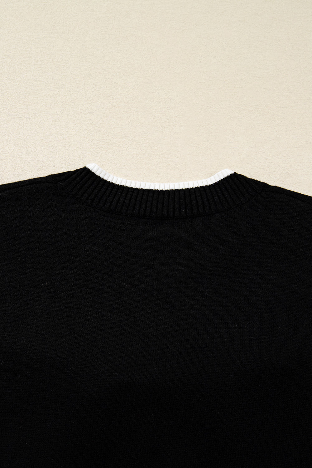 Black Contrast Trim Big Bow Accent Cropped Sweater - MAD RUFFI