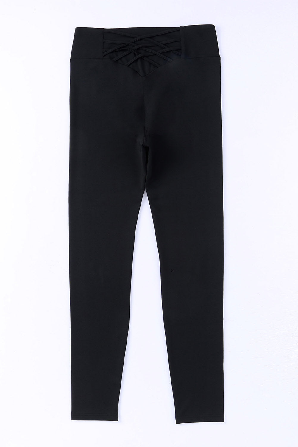 Black Criss Cross Tummy Control High Waisted Leggings - MAD RUFFI