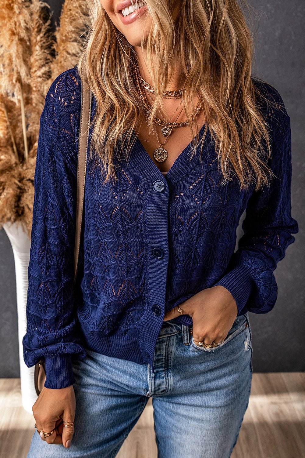 Black Crochet Cardigan – Lightweight, Button - Up, Boho Layering Piece - MAD RUFFI