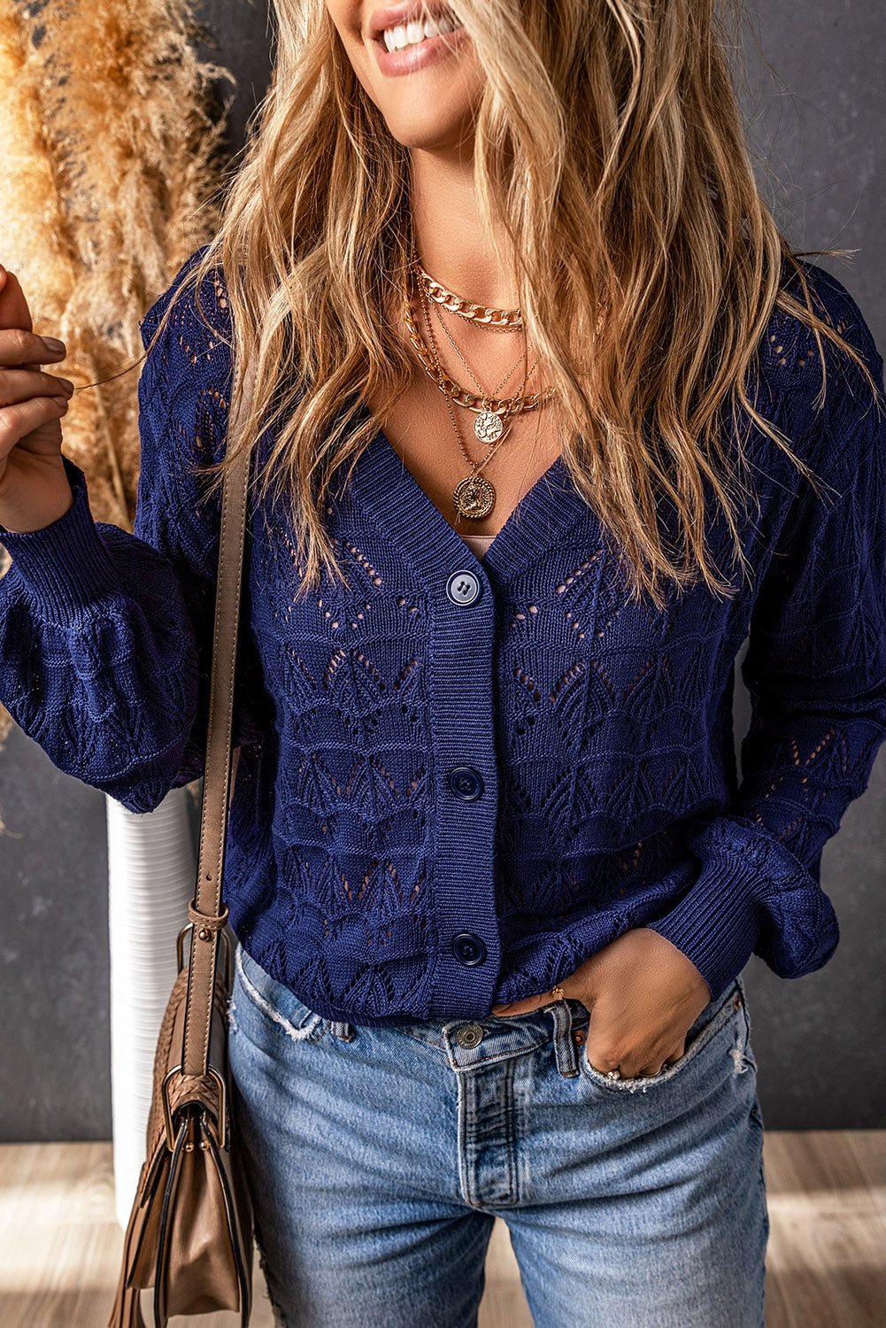 Black Crochet Cardigan – Lightweight, Button - Up, Boho Layering Piece - MAD RUFFI