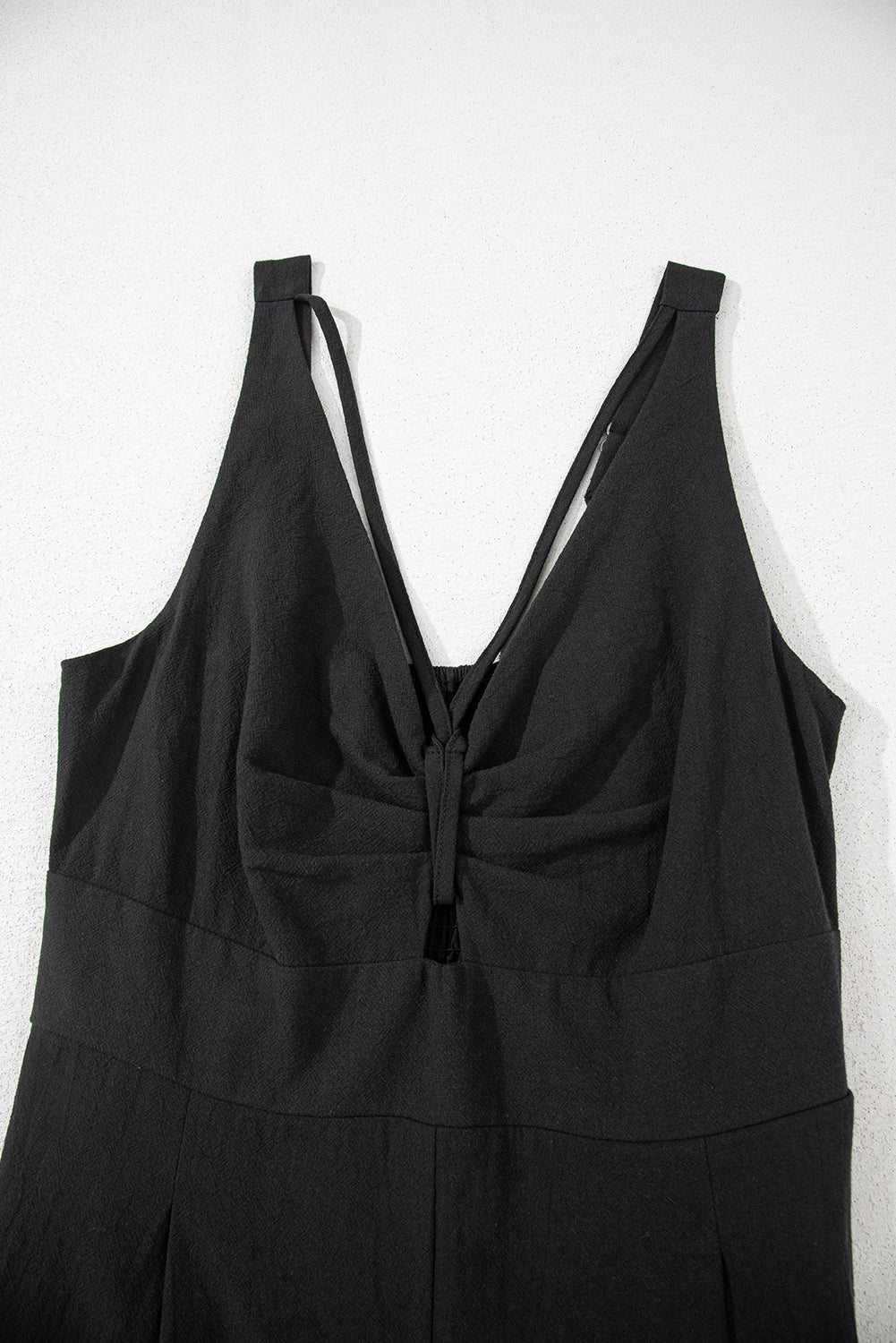 Black Cut Out Smocked Back Sleeveless Wide Leg Jumpsuit - MAD RUFFI