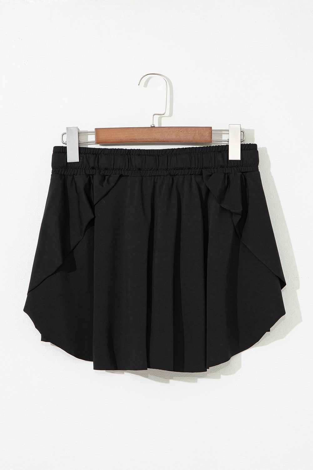 Black Drawstring High Waist Lined Tennis Skort - MAD RUFFI