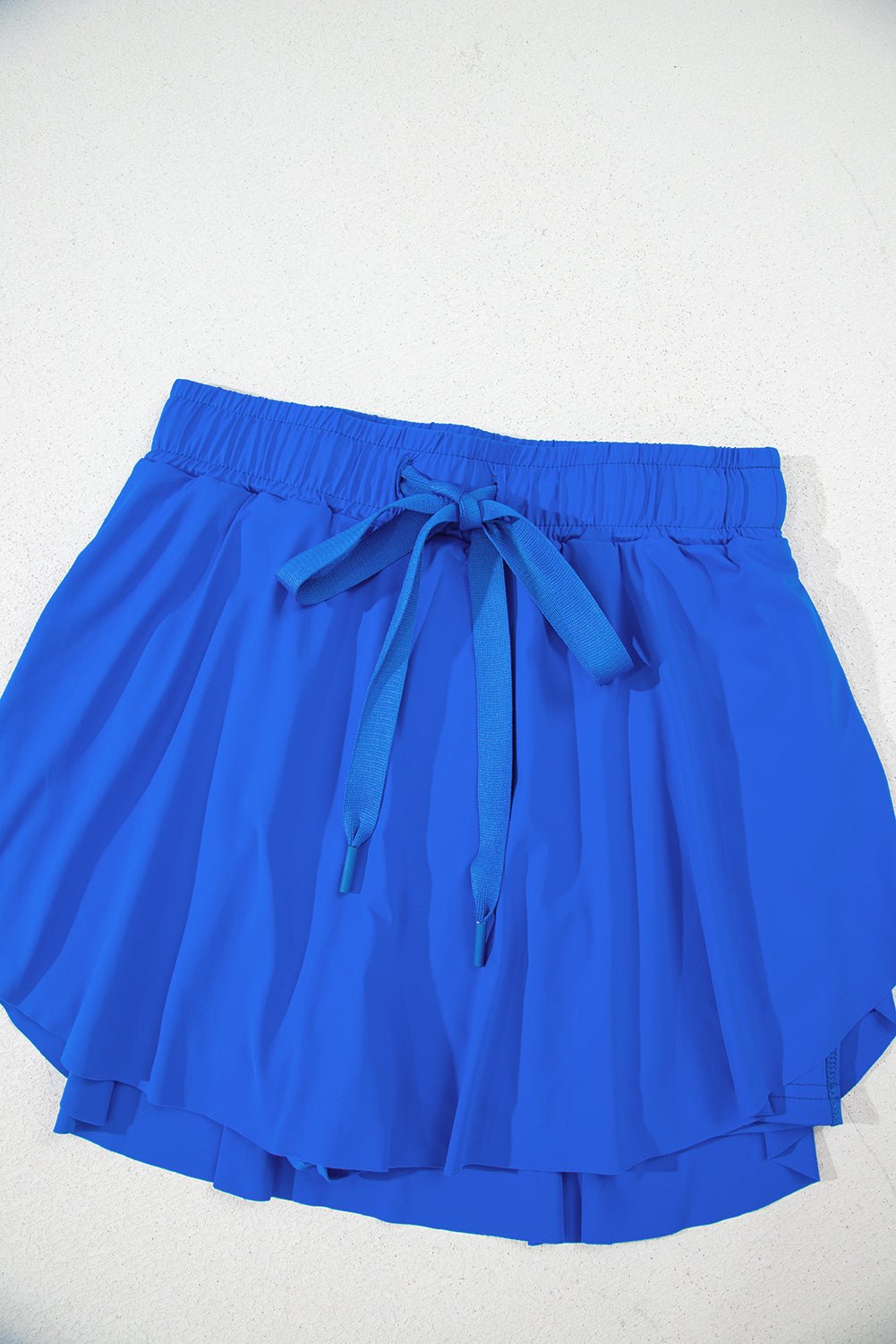 Black Drawstring High Waist Lined Tennis Skort - MAD RUFFI